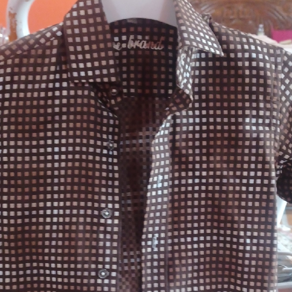 Joe B Brown and White Checkered Men's Shirt